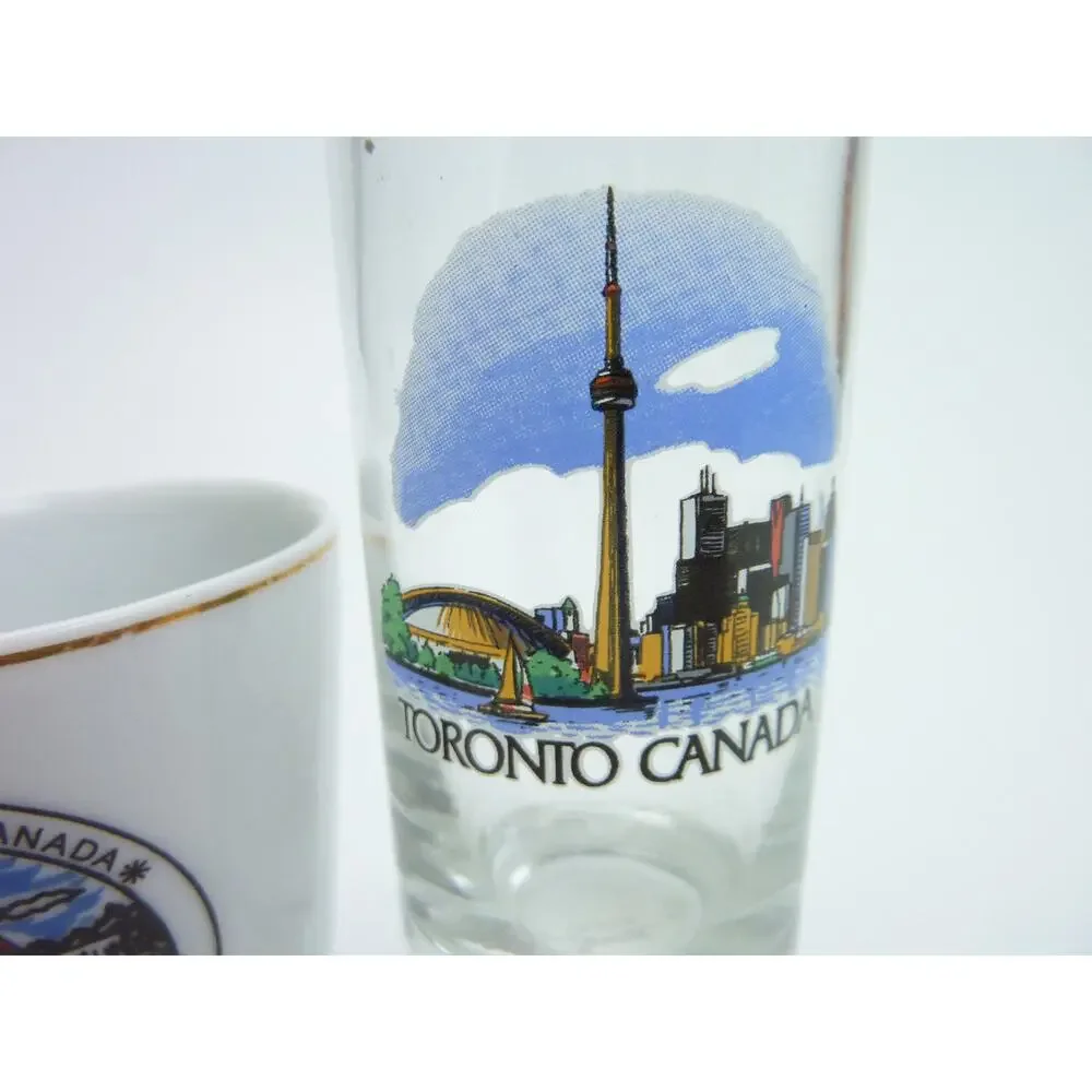 Vintage Niagara Falls Canada Souvenir + Toronto Canada Shot Glass